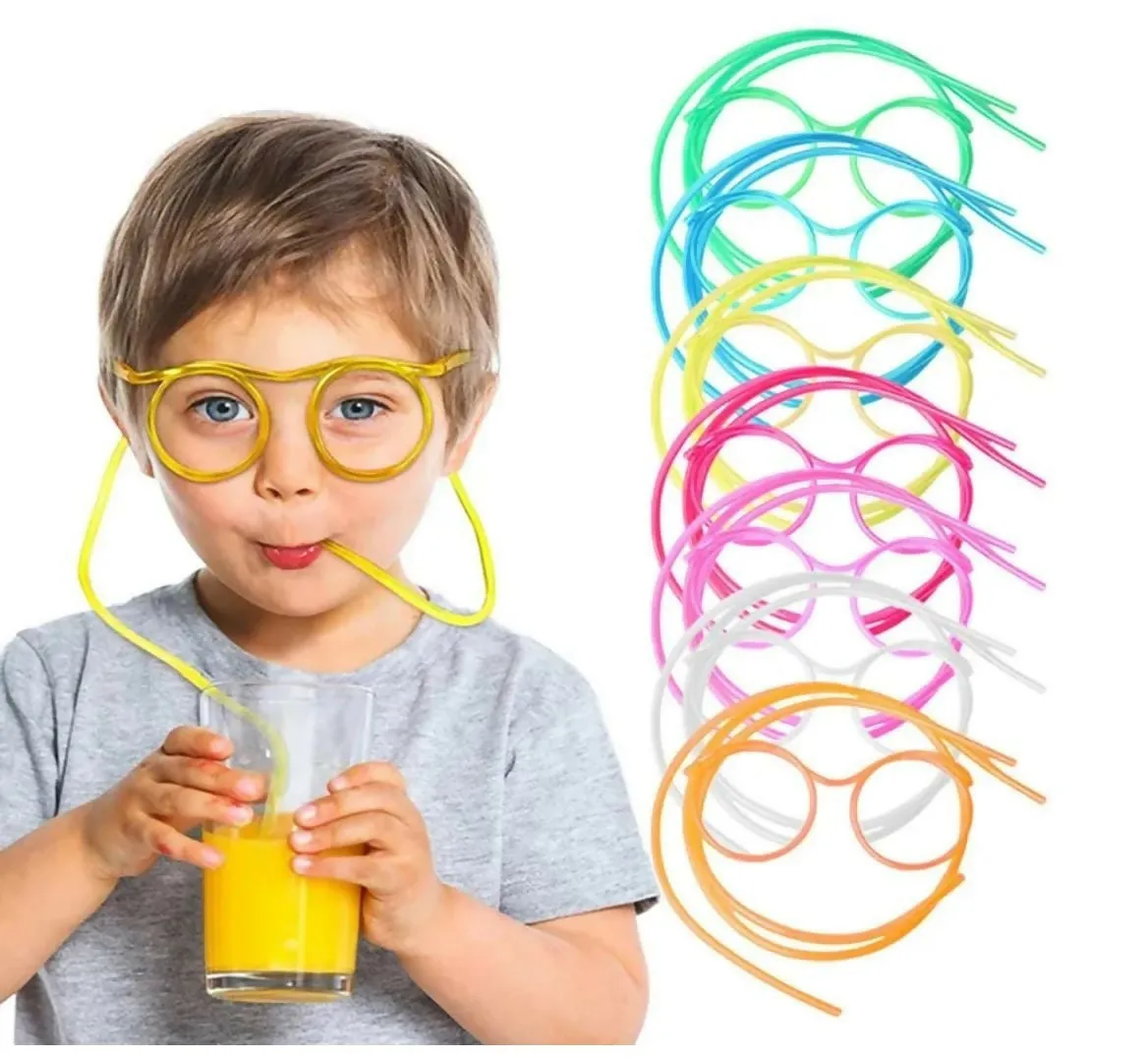1 pcs Funny Soft Glasses Straw Unique Flexible Drinking Tube Kids Party Birthday Reusable Accessories DIY Straw