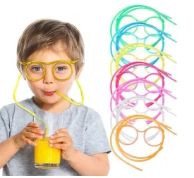 1 pcs Funny Soft Glasses Straw Unique Flexible Drinking Tube Kids Party Birthday Reusable Accessories DIY Straw