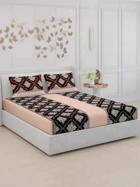 110 GSM Polyester Double Bed Bedsheet with 2 Pillow Covers