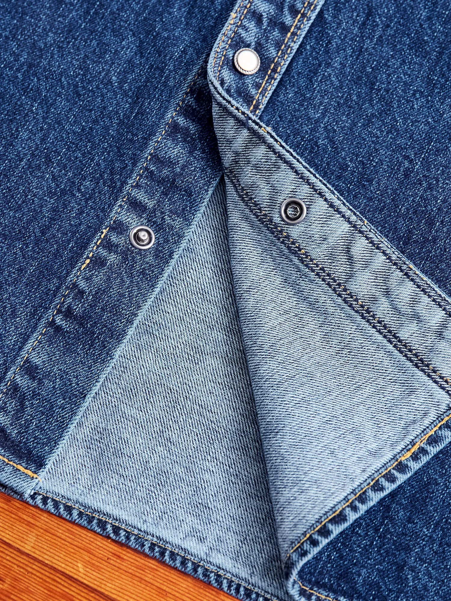 11oz Selvedge Western Shirt in Washed Indigo