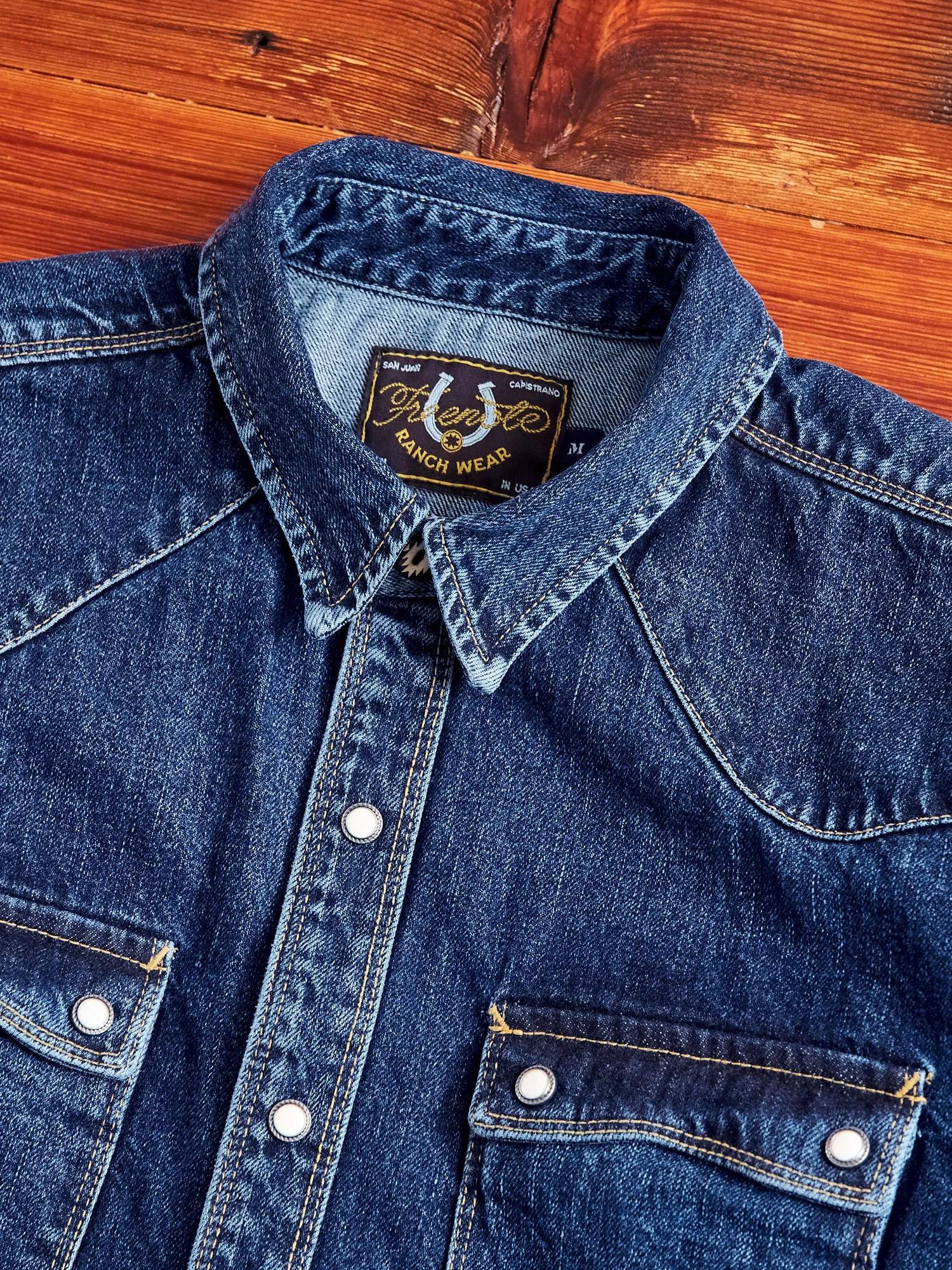 11oz Selvedge Western Shirt in Washed Indigo