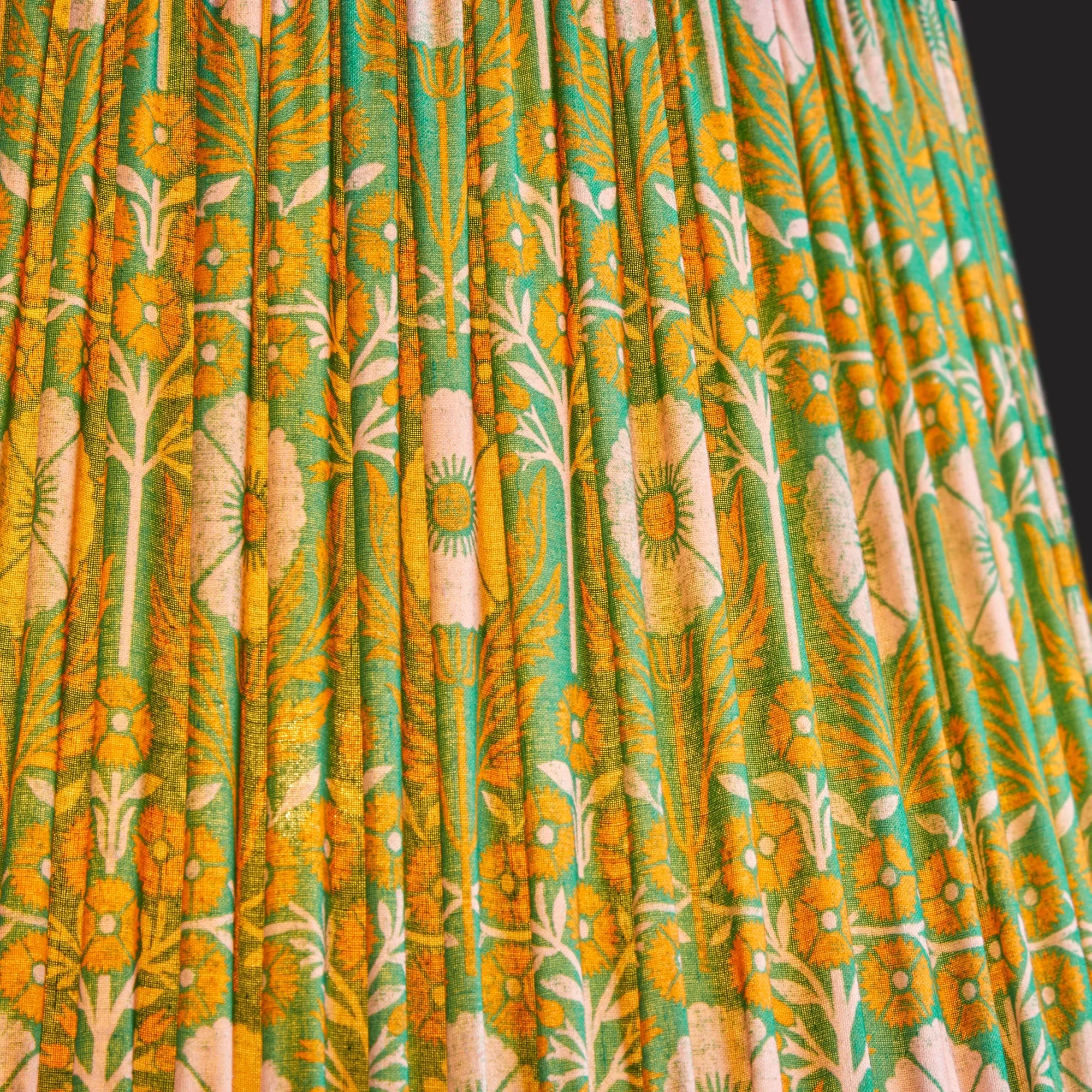 25cm empire printed cotton shade in green 'Poppies' by Ellen Merchant