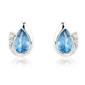 9ct White Gold Blue Topaz Stud Earrings - MMCH038-7WDBT