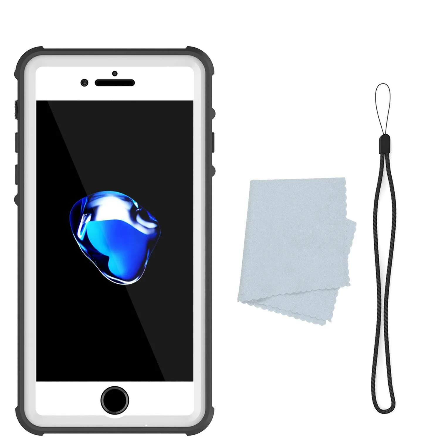 Apple iPhone 7 Waterproof Case, PUNKcase CRYSTAL White W/ Attached Screen Protector  | Warranty