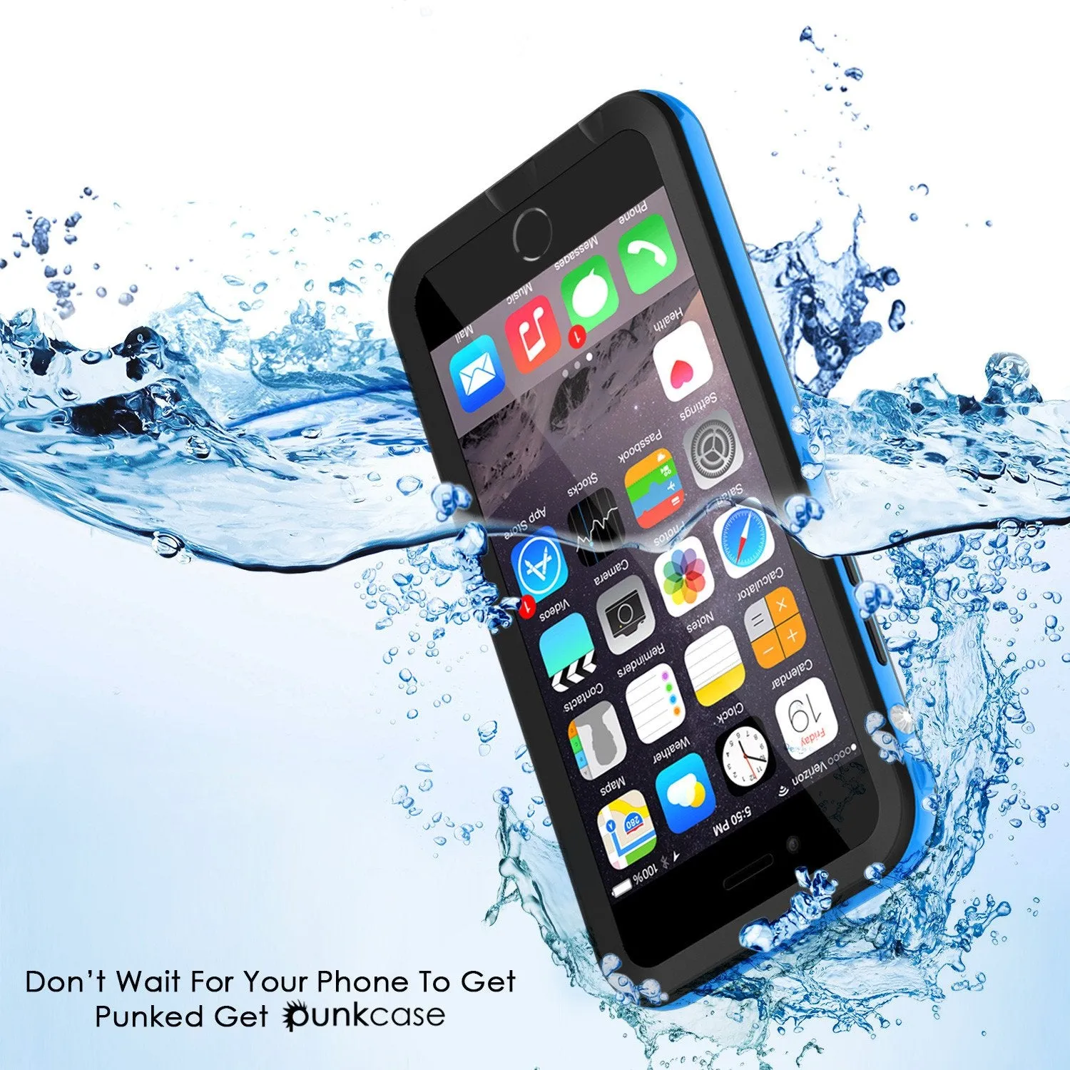 Apple iPhone 8 Waterproof Case, PUNKcase CRYSTAL 2.0 Light Blue  W/ Attached Screen Protector  | Warranty