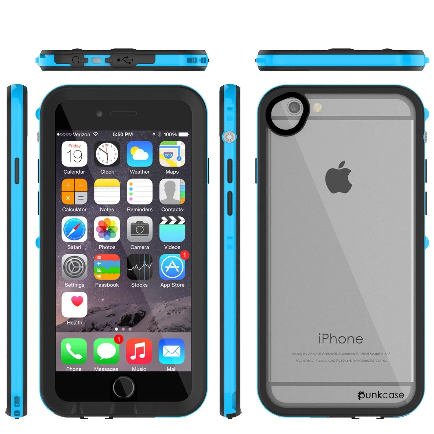 Apple iPhone 8 Waterproof Case, PUNKcase CRYSTAL 2.0 Light Blue  W/ Attached Screen Protector  | Warranty