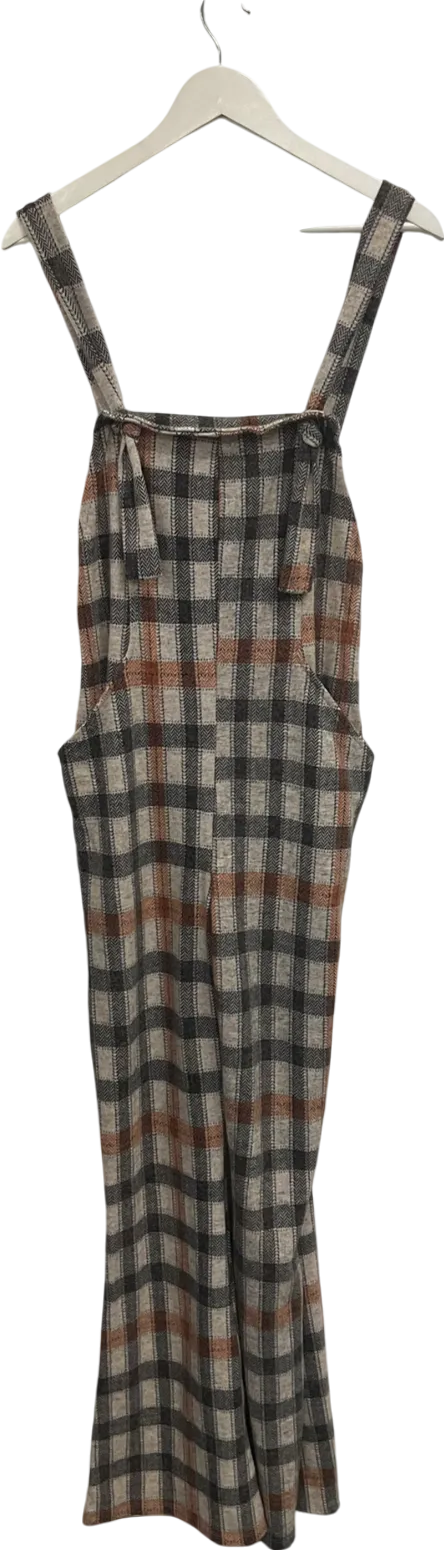 ASOS Brown Checked Dungarees UK 10