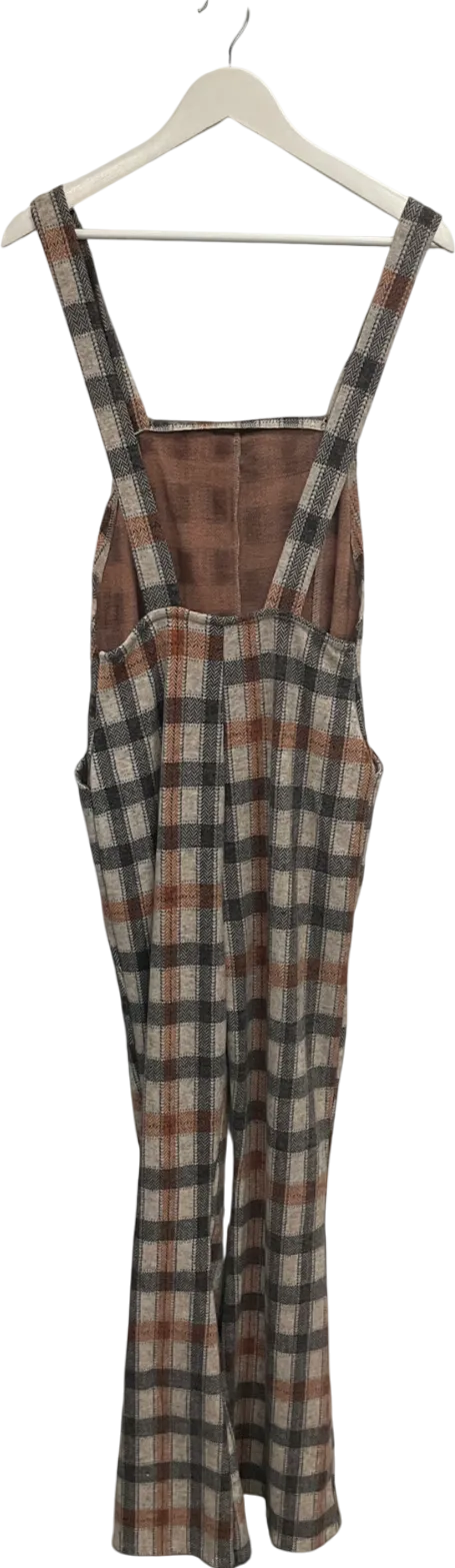 ASOS Brown Checked Dungarees UK 10