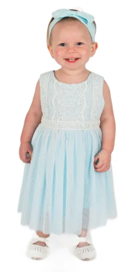 Baby Girl's Swiss Dot Light Blue Dress