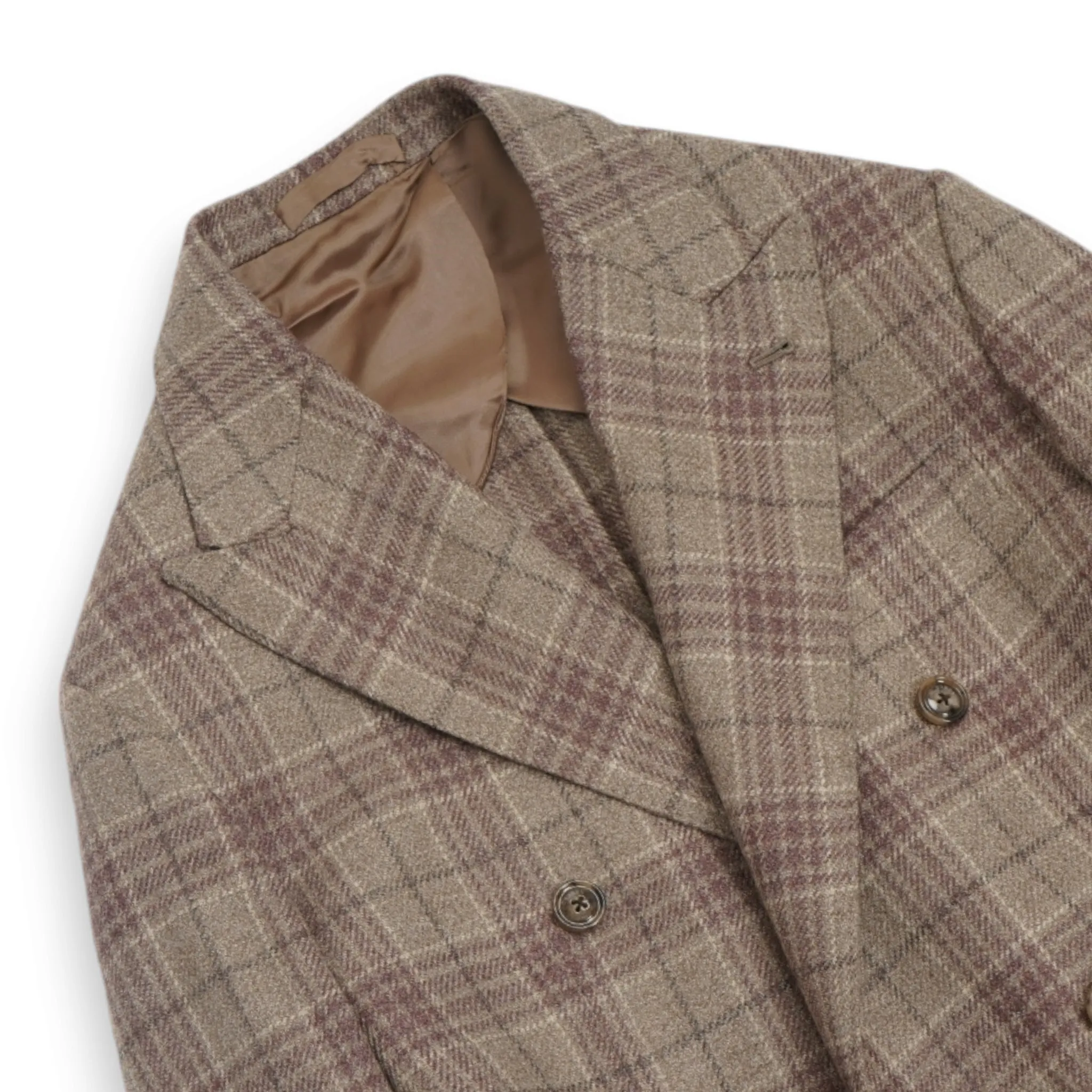 Barba Napoli - Beige/Wine Checked DB. Wool/Silk Sports Jacket 50