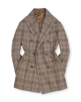 Barba Napoli - Beige/Wine Checked DB. Wool/Silk Sports Jacket 50