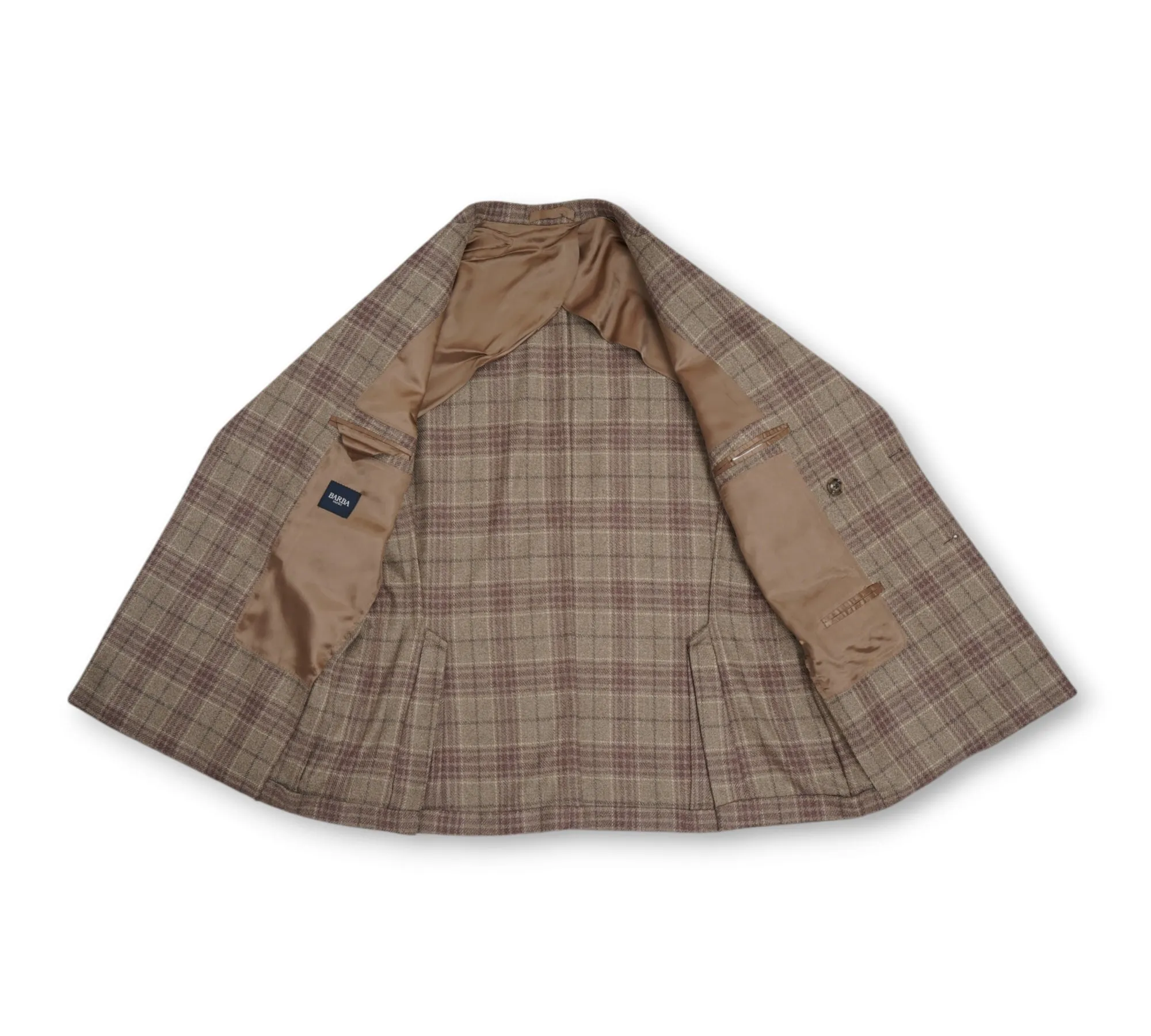 Barba Napoli - Beige/Wine Checked DB. Wool/Silk Sports Jacket 50