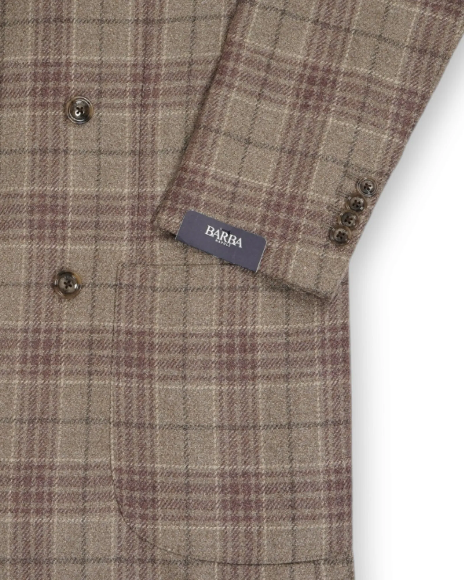 Barba Napoli - Beige/Wine Checked DB. Wool/Silk Sports Jacket 50