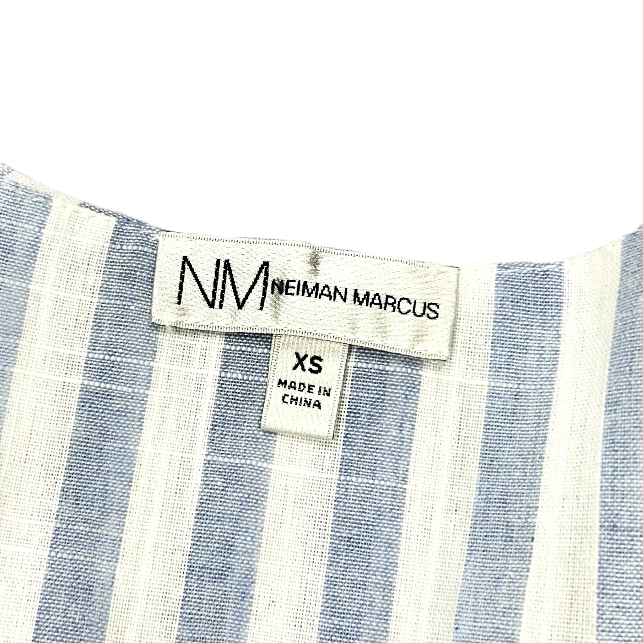 Blouse Designer By Neiman Marcus In Blue & White, Size: Xs
