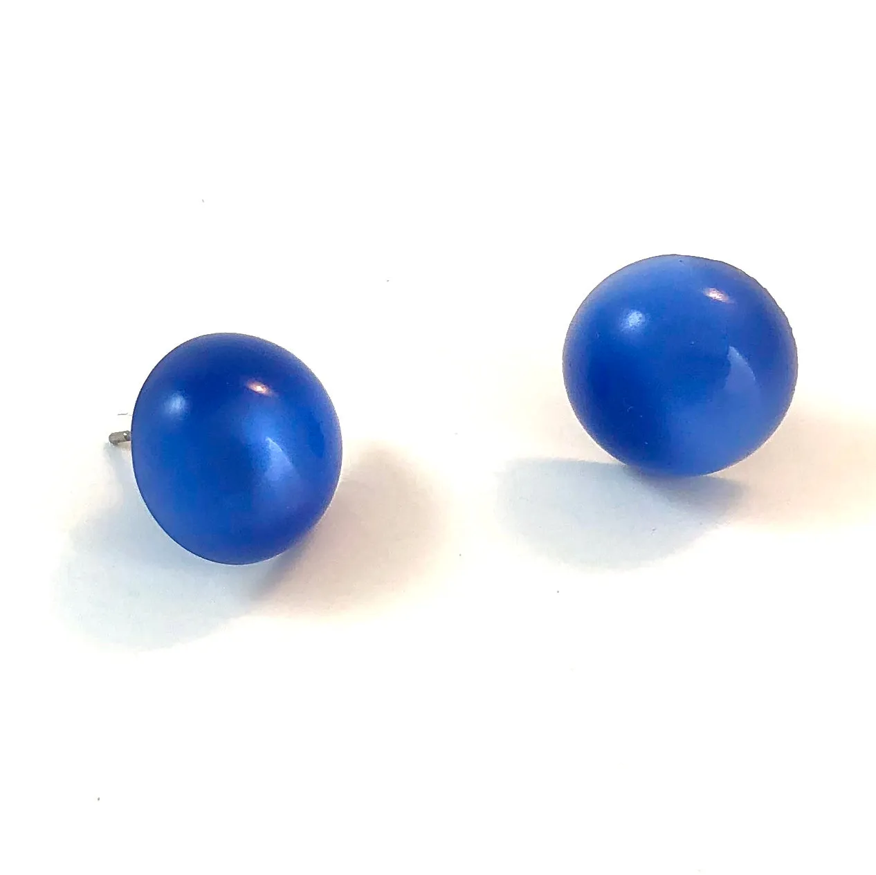 Blue Moonglow Retro Button Stud Earrings