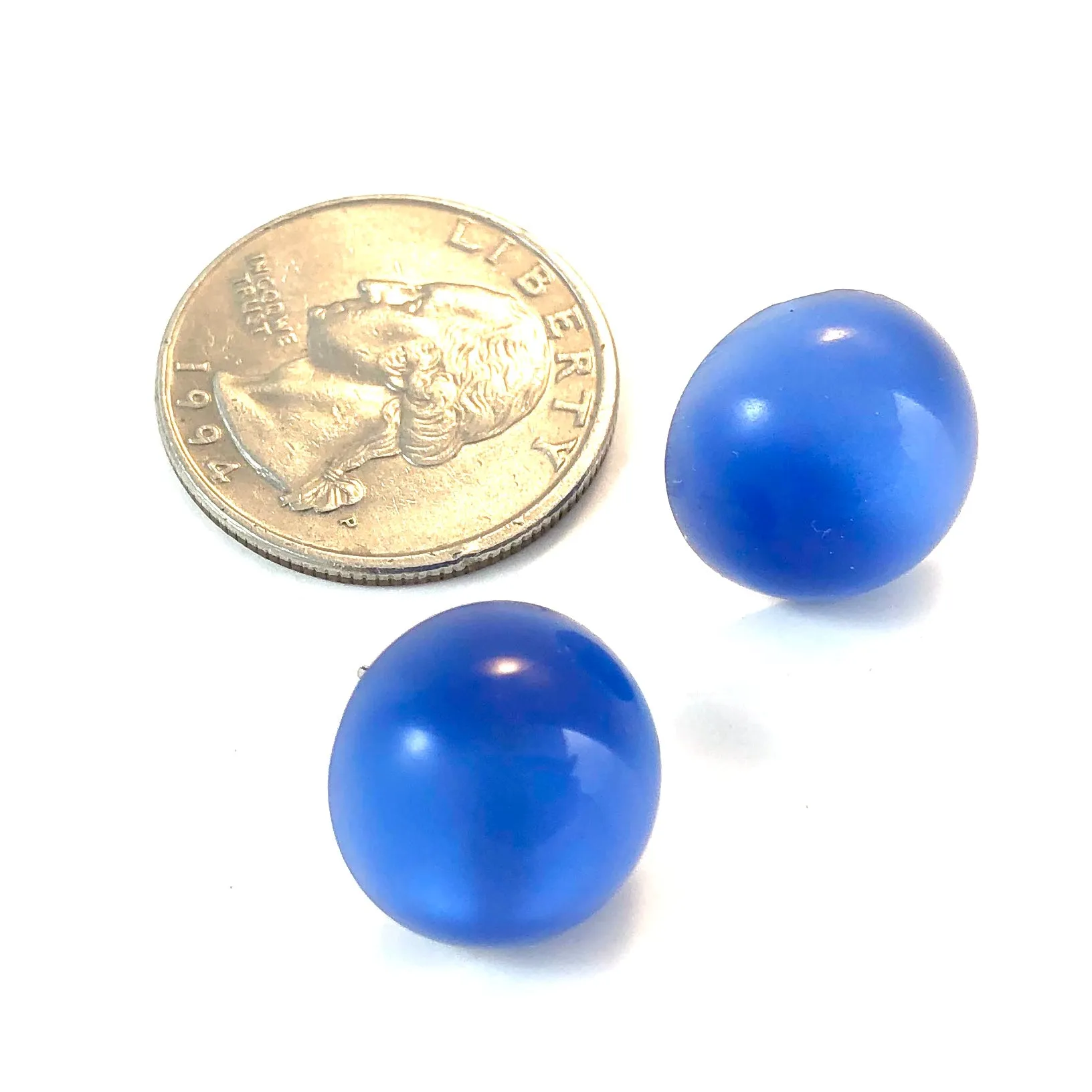 Blue Moonglow Retro Button Stud Earrings