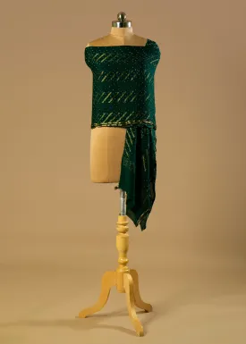 Bottle Green Pure Georgette Banarasi Bandhej Dupatta