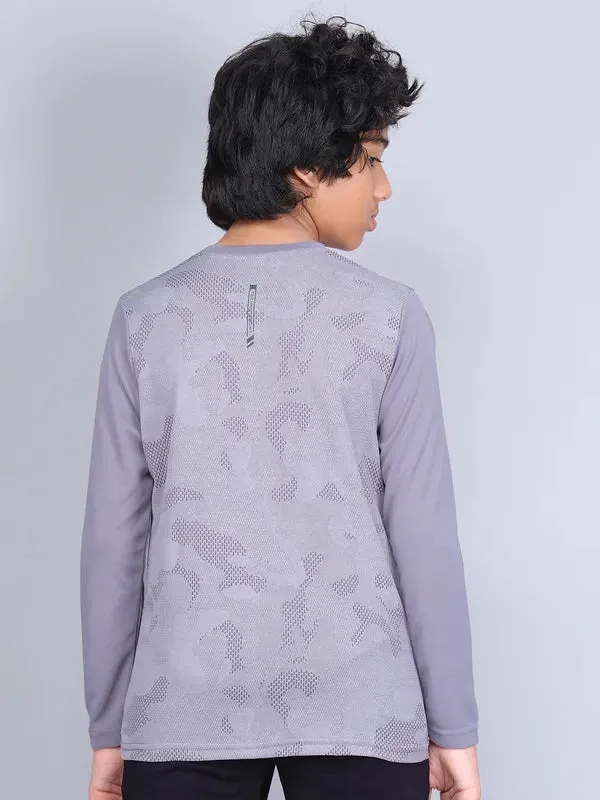 Boys Jacquard Slim Fit Crew Neck T-shirt with VENTMESH