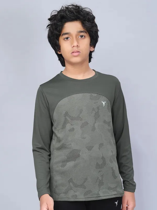 Boys Jacquard Slim Fit Crew Neck T-shirt with VENTMESH