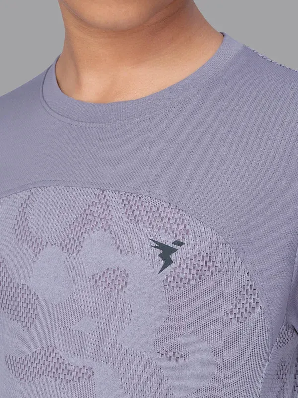 Boys Jacquard Slim Fit Crew Neck T-shirt with VENTMESH