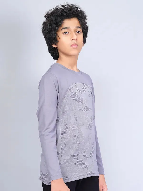 Boys Jacquard Slim Fit Crew Neck T-shirt with VENTMESH