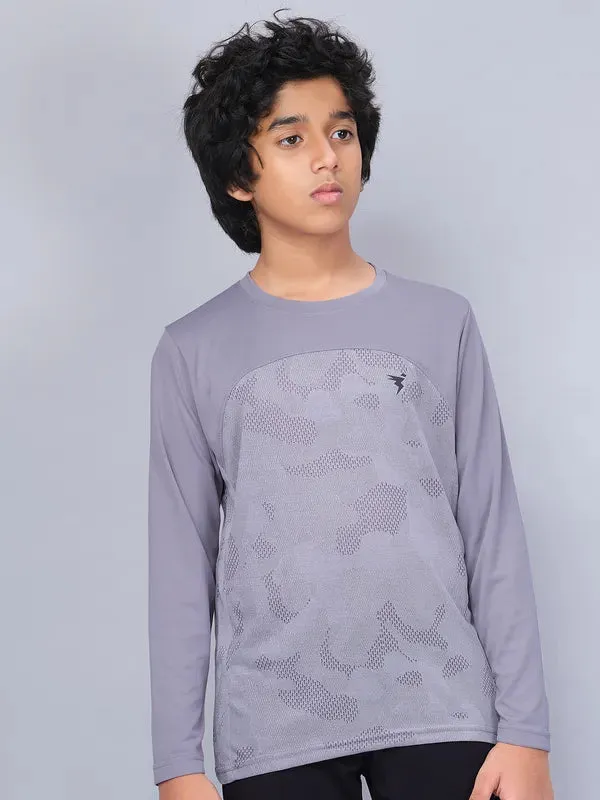 Boys Jacquard Slim Fit Crew Neck T-shirt with VENTMESH