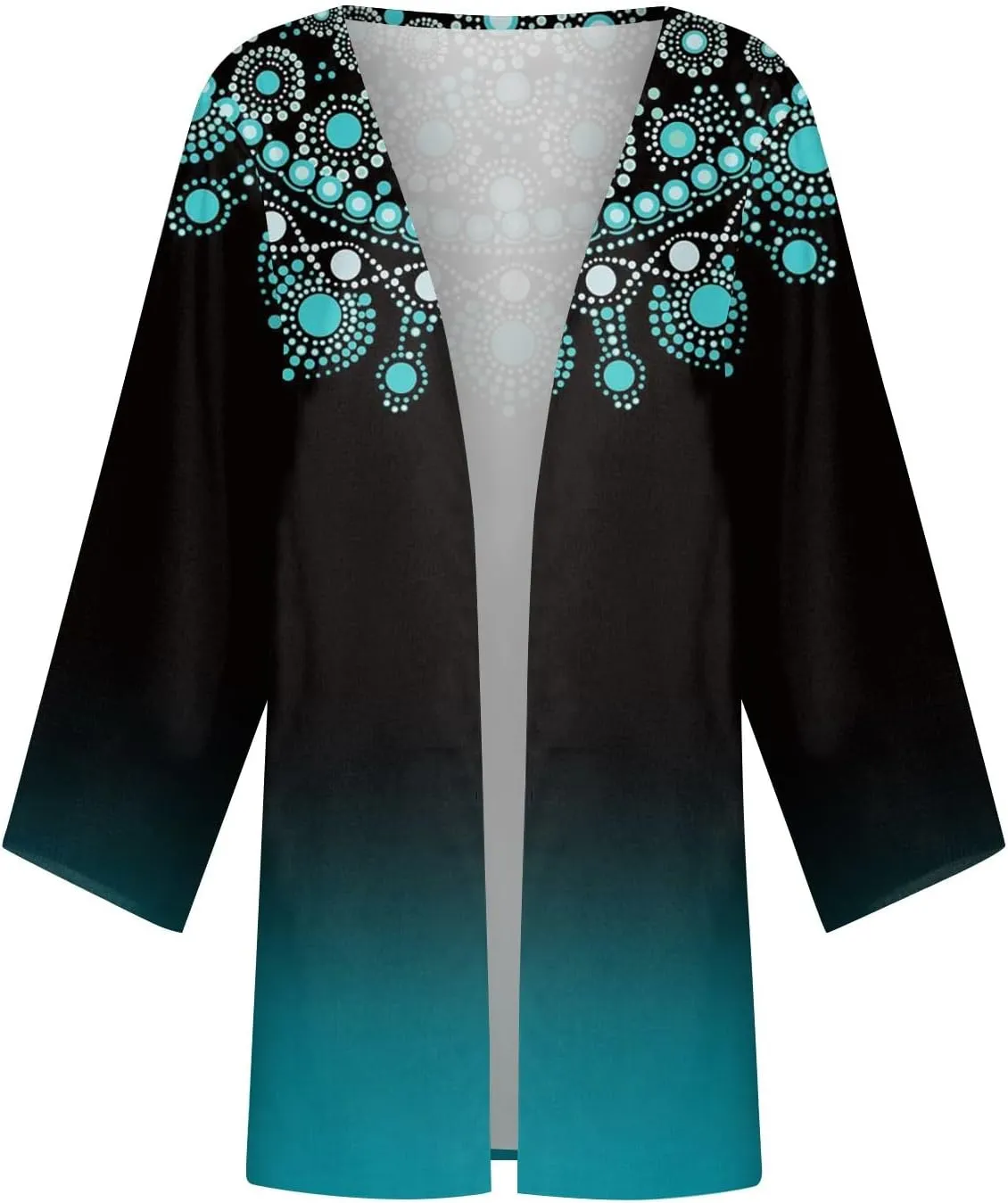 Cardigan Sweater for Womens Retro Print 3/4 Sleeve Blouse Tops Coat Casual Duster Cardigans Lightweight Jackets