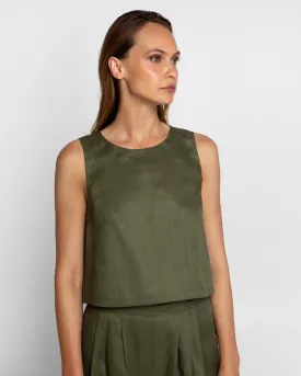 CELESTE Top Khaki Linen