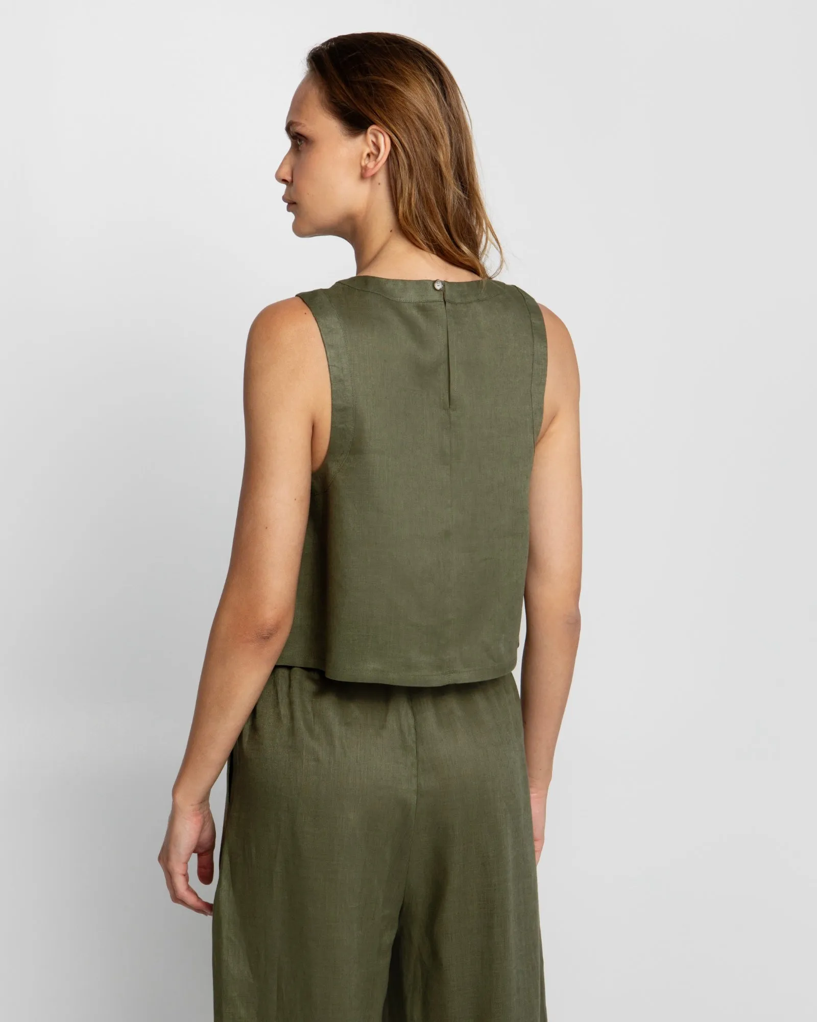 CELESTE Top Khaki Linen