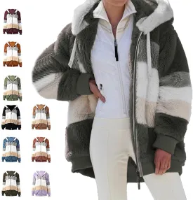ChicCrate Womens Winter Coats Sherpa Jacket Fuzzy Fleece Jackets Oversized Casual Warm Outwear Zip Hooded Overcoat