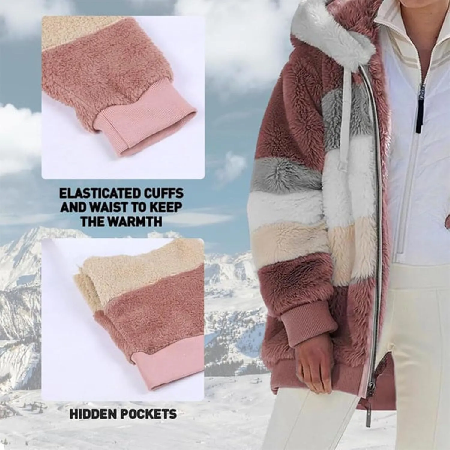 ChicCrate Womens Winter Coats Sherpa Jacket Fuzzy Fleece Jackets Oversized Casual Warm Outwear Zip Hooded Overcoat
