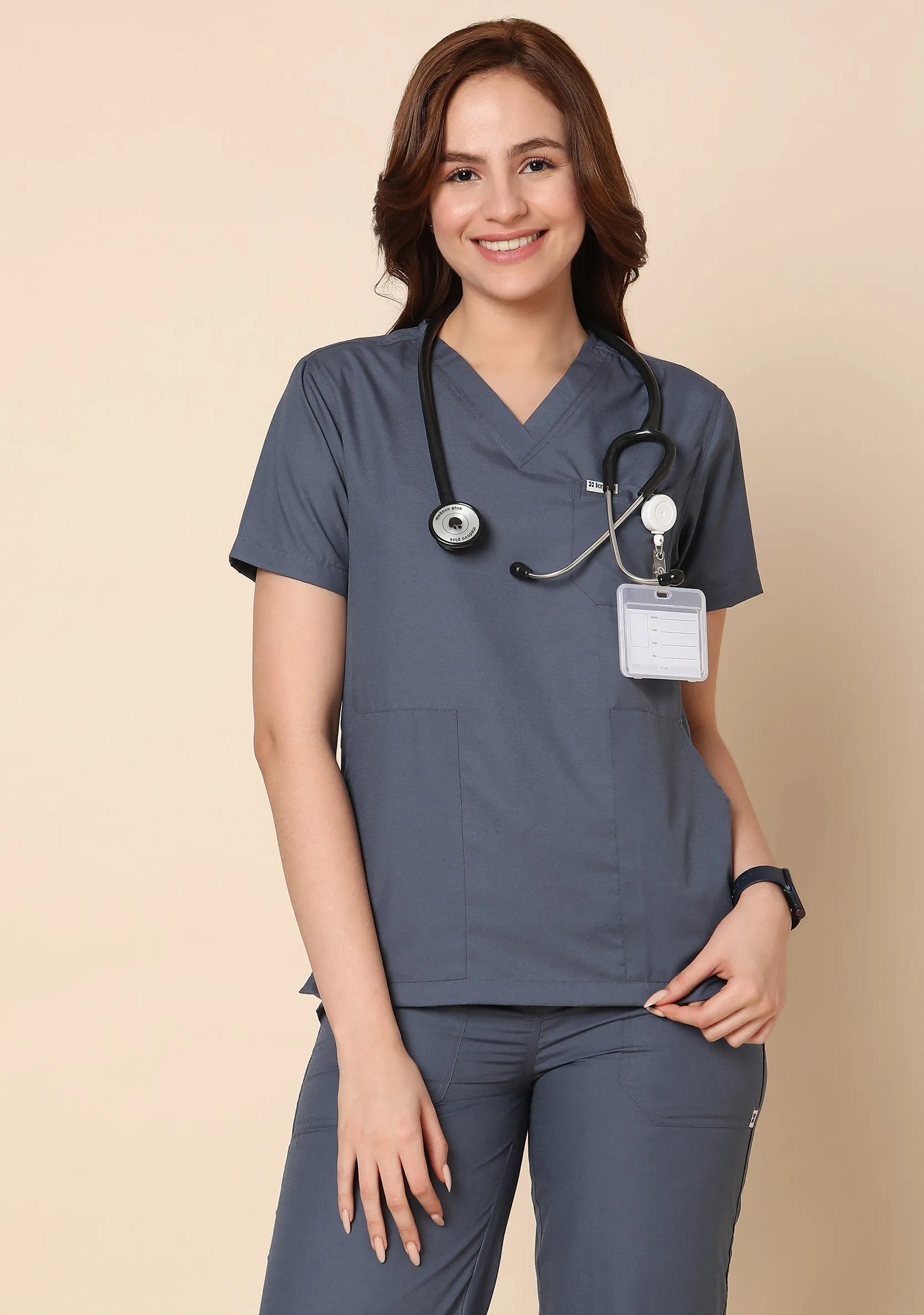 Classic Women's V-Neck (Heather Grey) Scrub - Bundle set