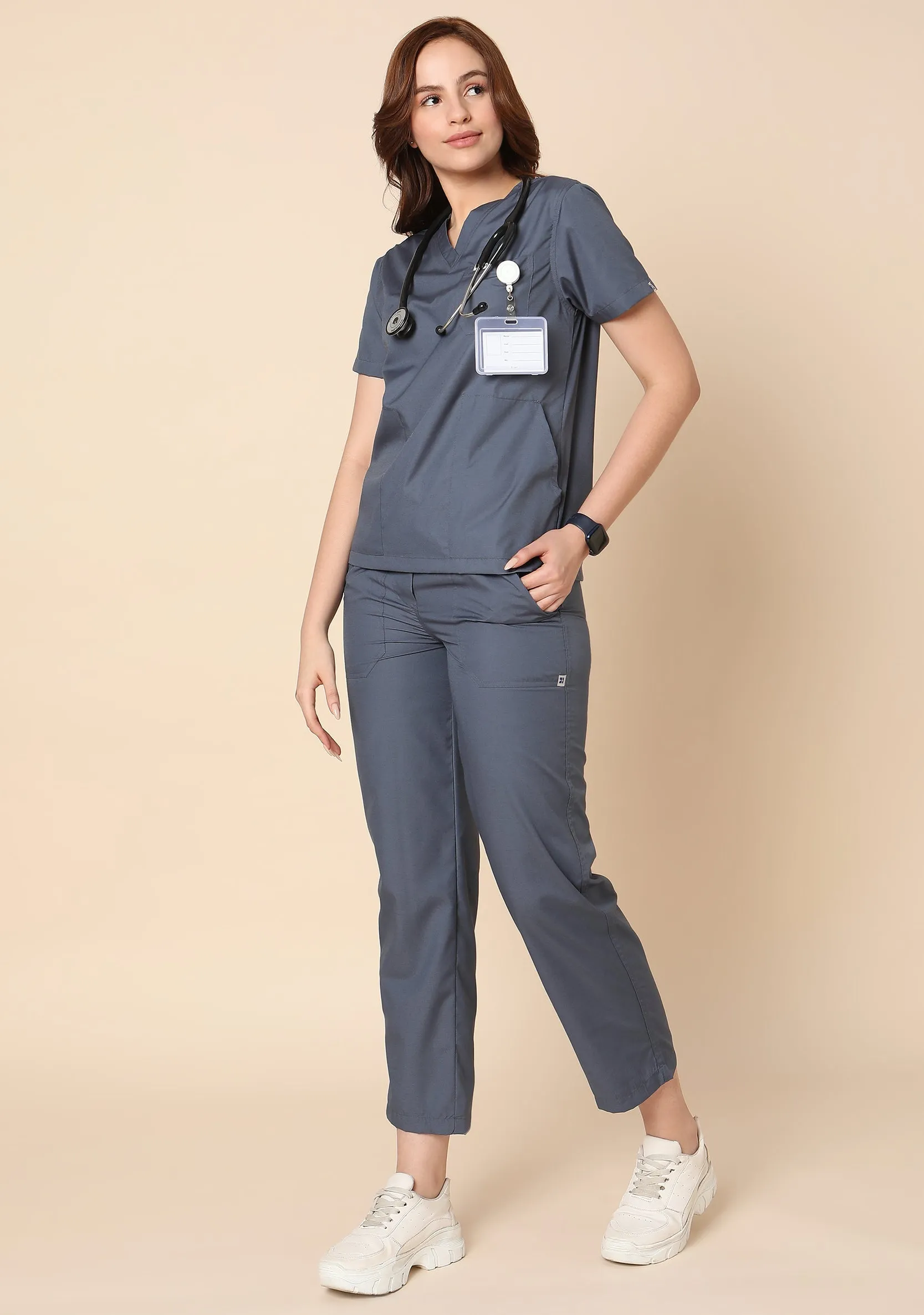 Classic Women's V-Neck (Heather Grey) Scrub - Bundle set