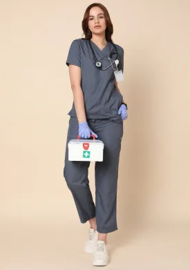 Classic Women's V-Neck (Heather Grey) Scrub - Bundle set