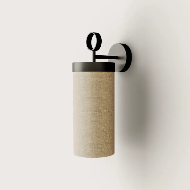 Contemporary Linen Cylindrical Wall Light