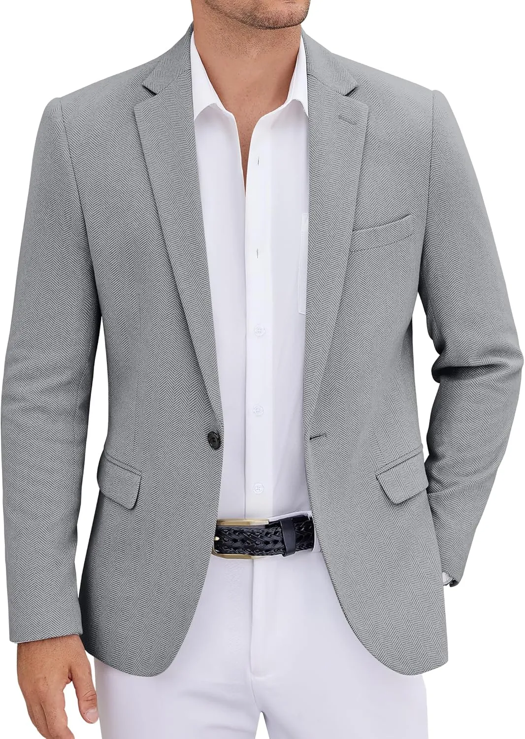 COOFANDY Men's Casual Blazer One Button Sports Coat Tweed Herringbone Suit Jackets