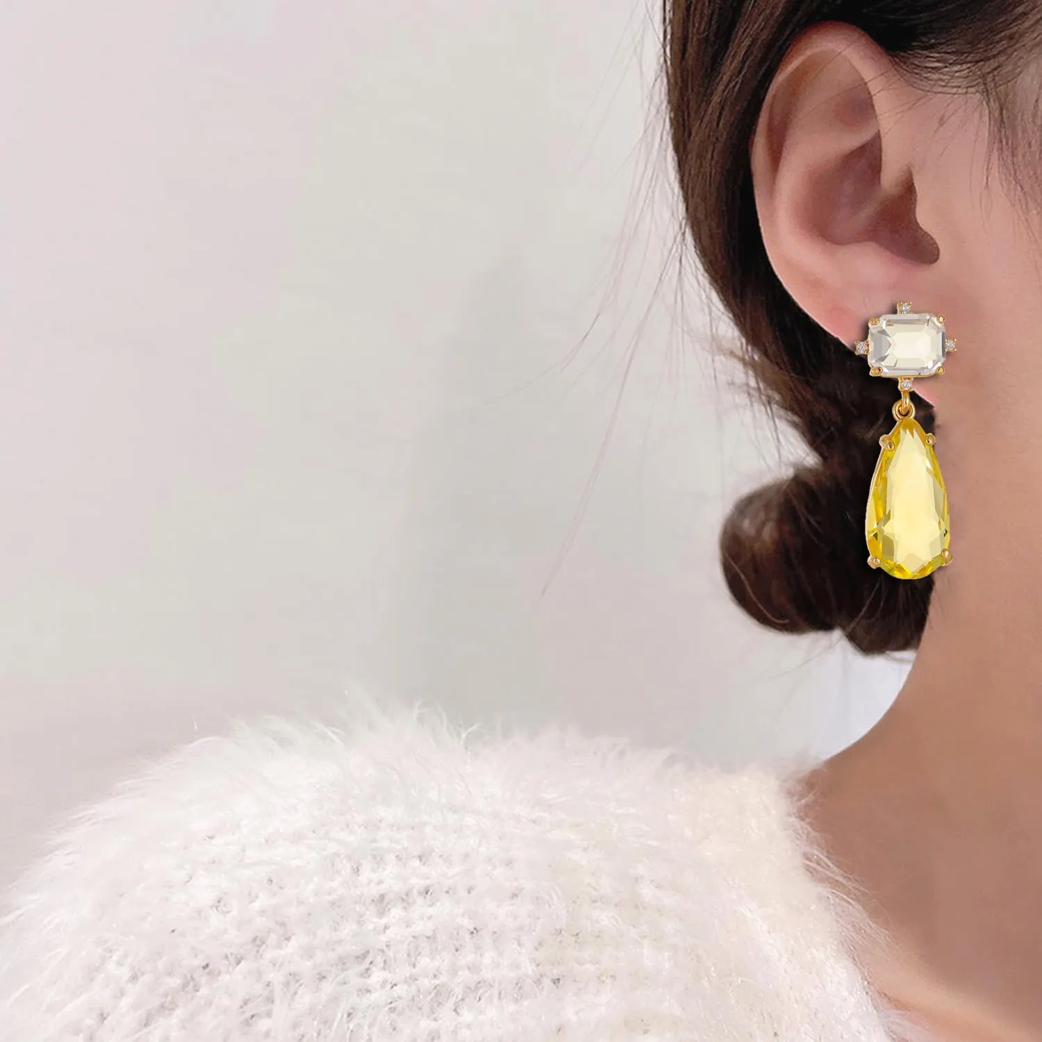 Crystal Earrings CXUEMH Teardrop Earrings for Women Blue and Green Dangle Earrings Elegant Earrings for Prom Emerald Green Earrings Formal Jewelry Crystal Drop Earrings