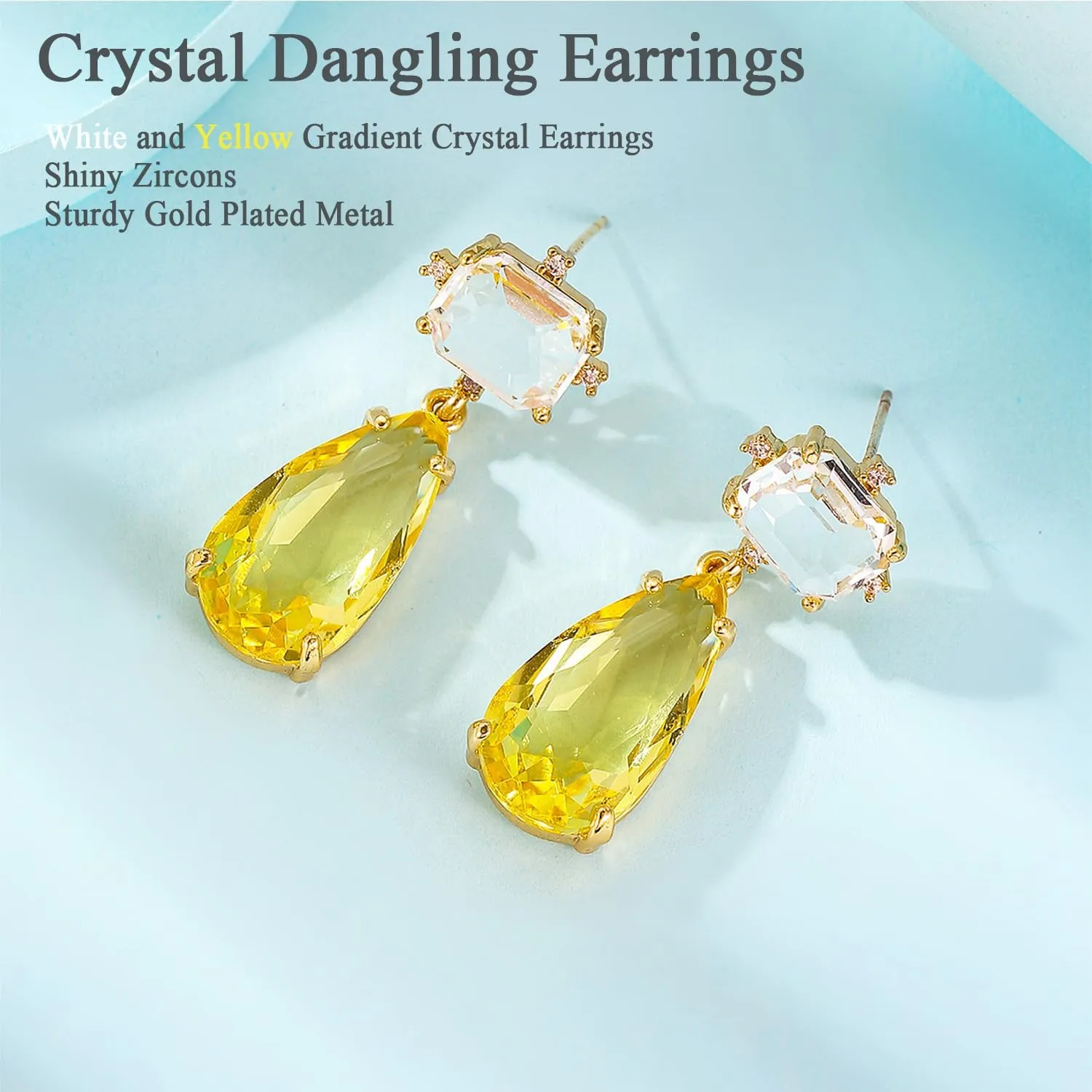 Crystal Earrings CXUEMH Teardrop Earrings for Women Blue and Green Dangle Earrings Elegant Earrings for Prom Emerald Green Earrings Formal Jewelry Crystal Drop Earrings