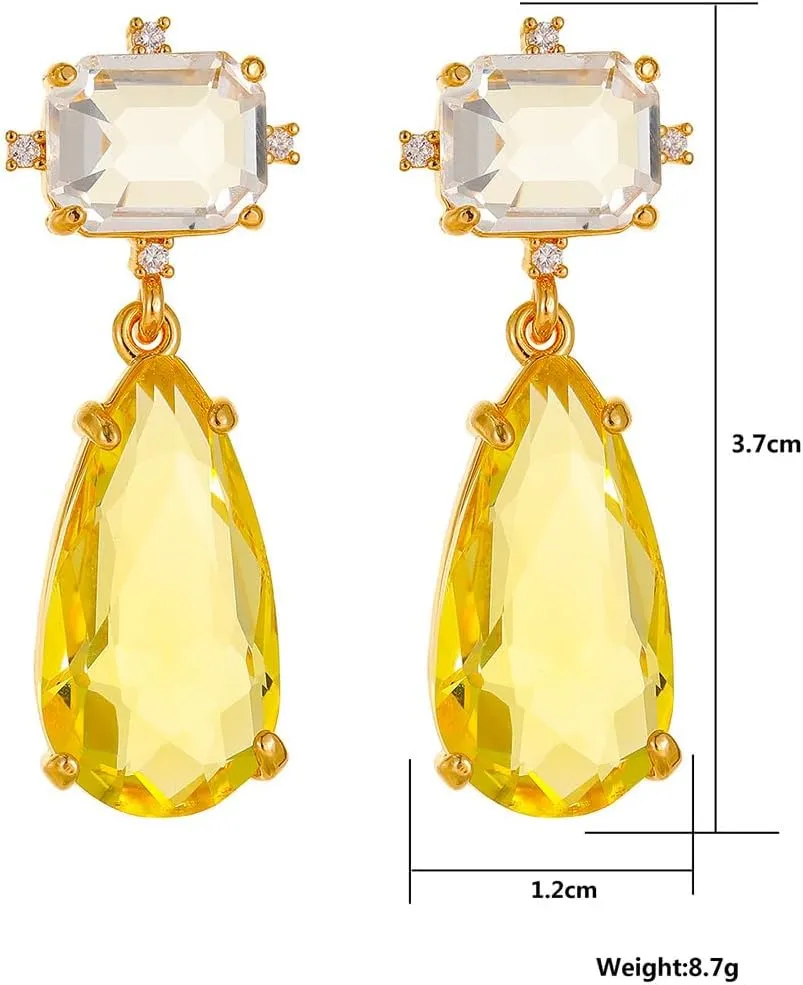 Crystal Earrings CXUEMH Teardrop Earrings for Women Blue and Green Dangle Earrings Elegant Earrings for Prom Emerald Green Earrings Formal Jewelry Crystal Drop Earrings