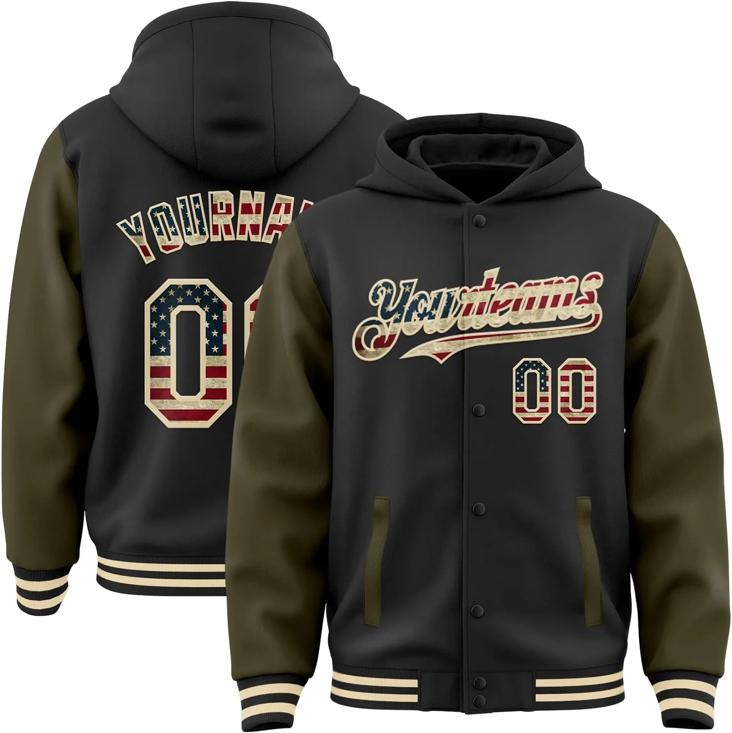 Custom Baseball Jackets Men Women Youth Personalized Varsity Letterman Jacket with Hood Stitched Name Number