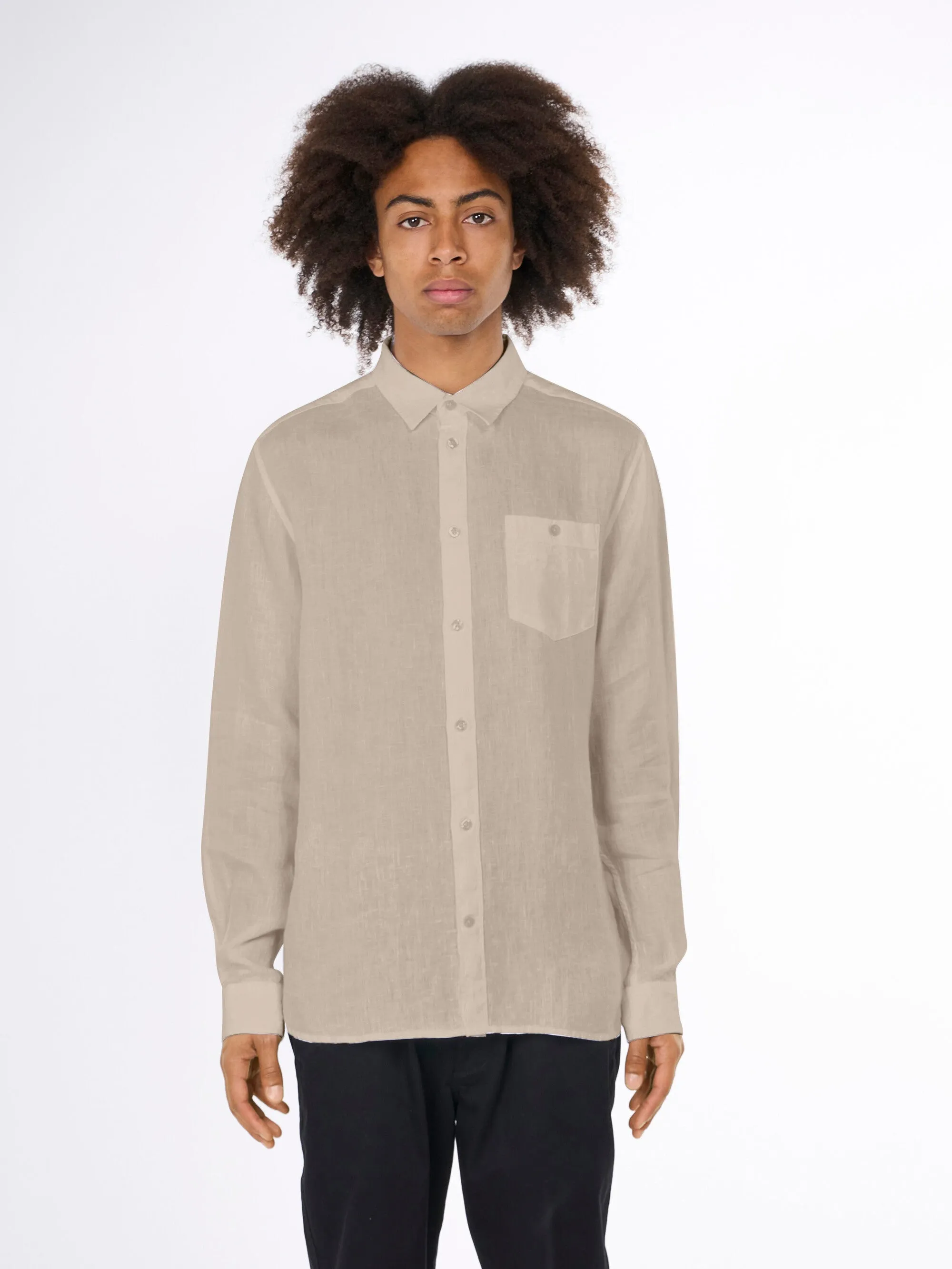 Custom fit linen shirt - Light feather gray