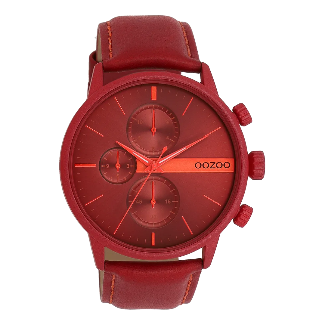 Dahlia red OOZOO watch with dahlia red leather strap - C11226