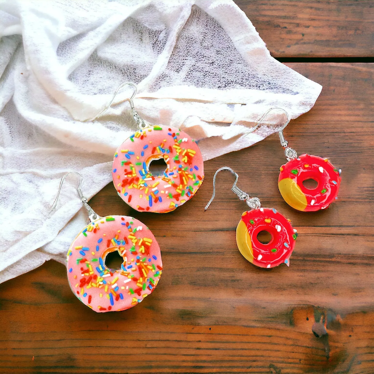 Donut Earrings - Donut Jeweley, Food Earrings, Donut Accessories, Handmade Earrings, Sprinkle Donut