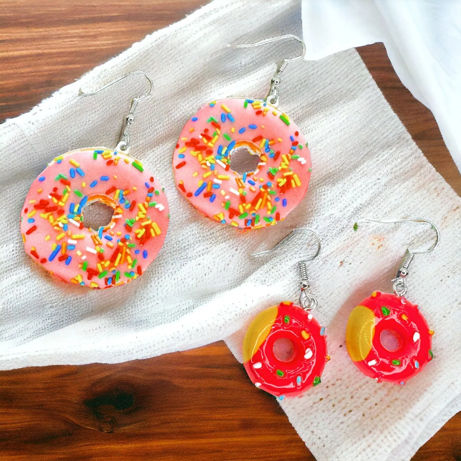 Donut Earrings - Donut Jeweley, Food Earrings, Donut Accessories, Handmade Earrings, Sprinkle Donut