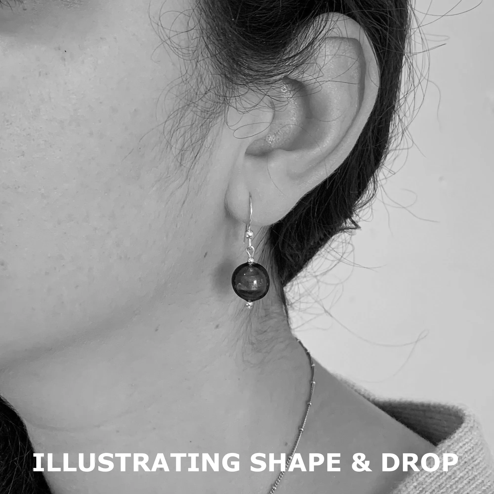 Mini Lentil Drop Earrings with Light Red Murano Glass on Silver or Gold Hooks