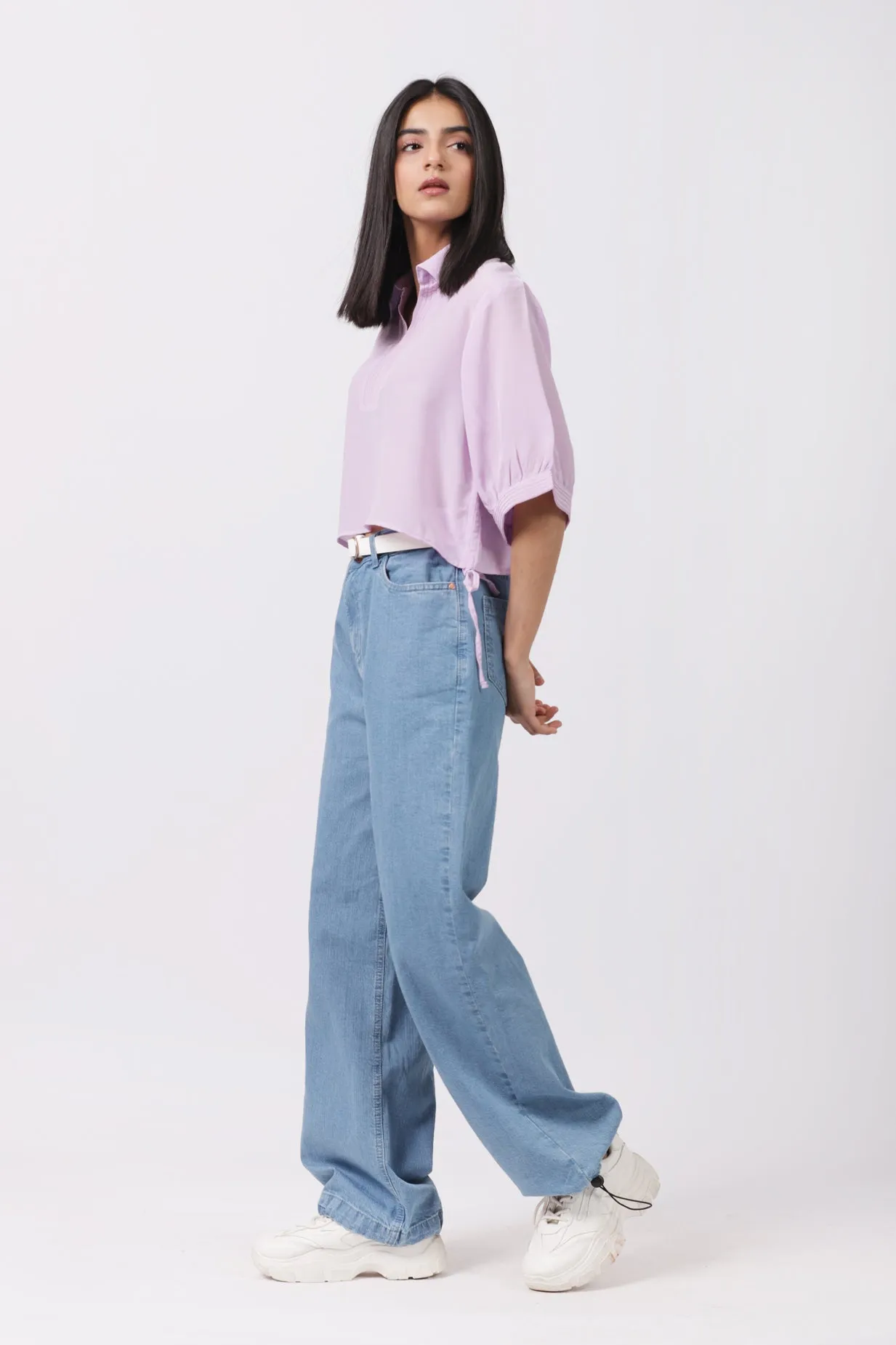 EMBROIDERED TOP WITH DRAW STRINGS