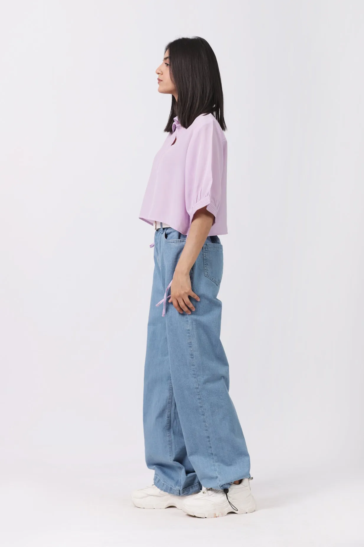 EMBROIDERED TOP WITH DRAW STRINGS