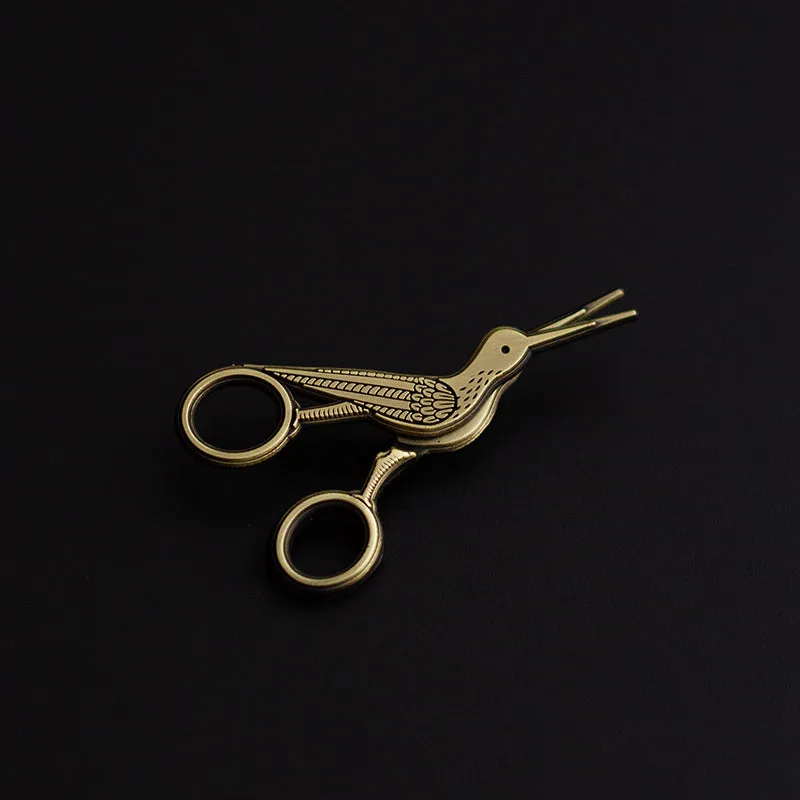 Embroidery Crane Interactive Scissors Enamel Pin