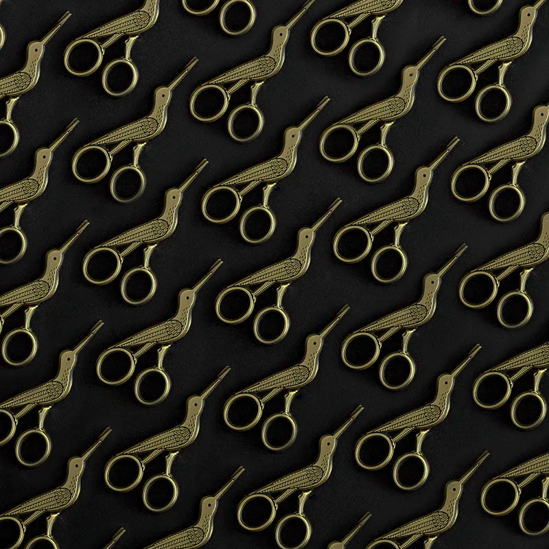 Embroidery Crane Interactive Scissors Enamel Pin