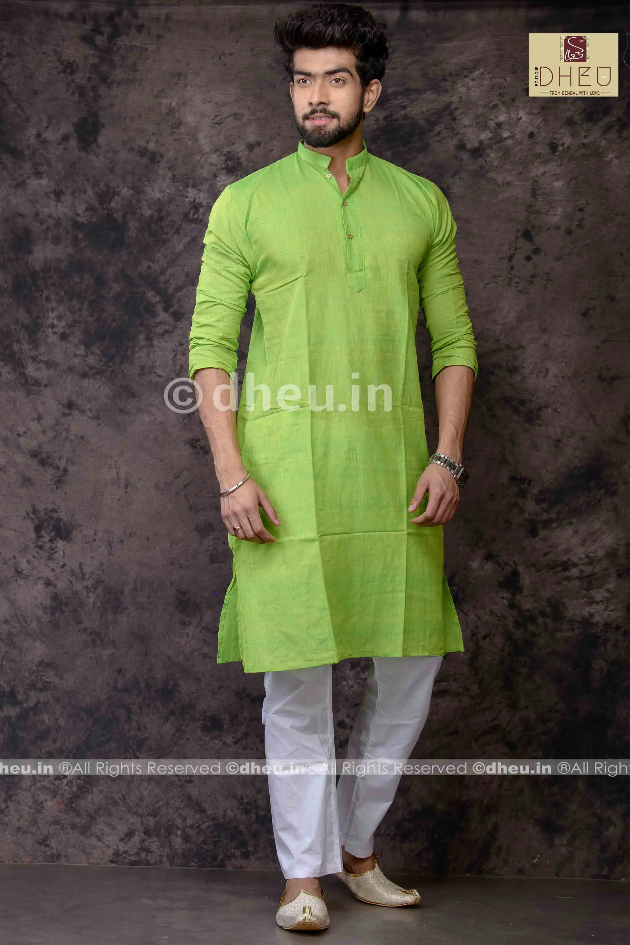 Fluroscent Green Pure Cotton kurta -Solid Colour